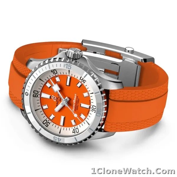 Breitling Superocean Unisex Automatic Orange Rubber Watch A17377211O1S1 - detail