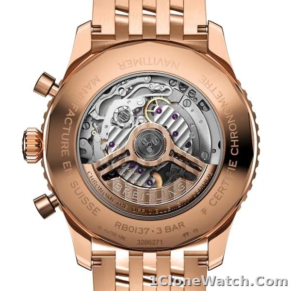 Breitling Navitimer Men Automatic Silver 18ct Rose Gold Watch RB0137241G1R1 - detail