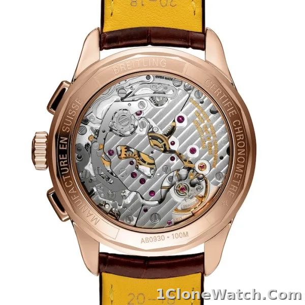 Breitling Premier Men Silver Alligator Watch RB0930371G1P1 - detail