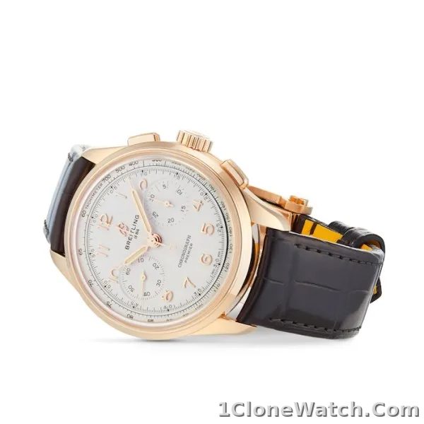 Breitling Premier Men Silver Alligator Watch RB0930371G1P1 - detail