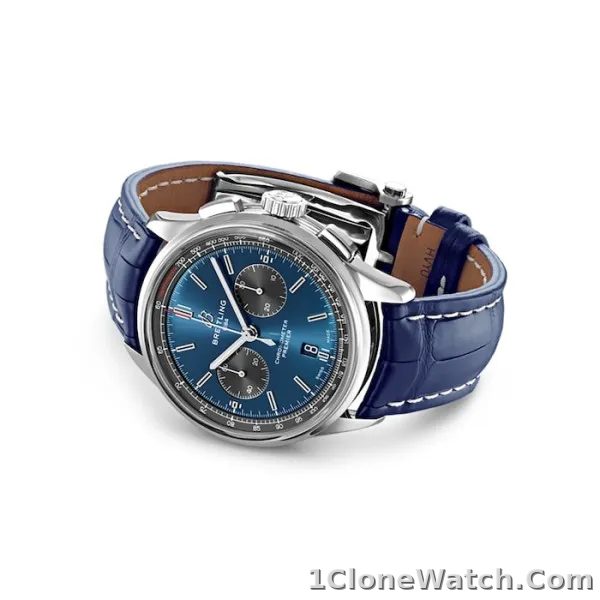 Breitling Premier Men Automatic Blue Crocodile Watch AB0118A61C1P1 - detail