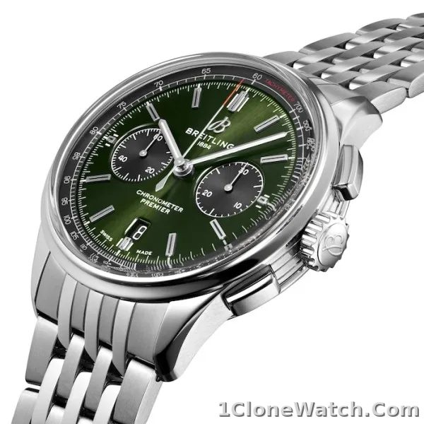 Breitling Premier Men Automatic Green Stainless Steel Watch AB0118221L1A1 - detail