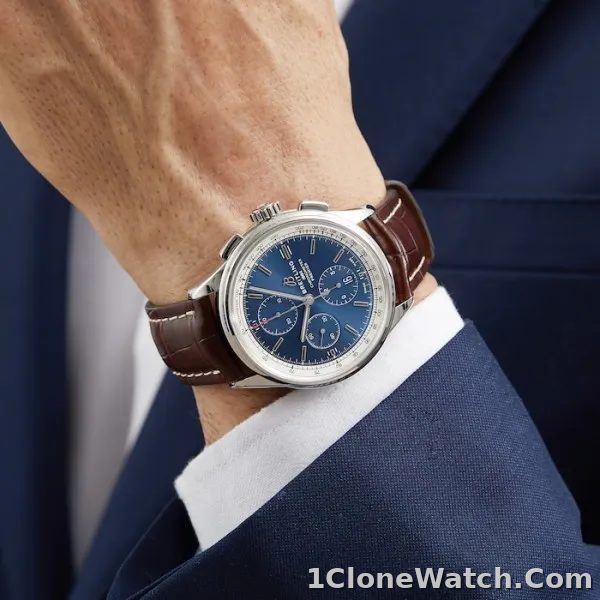 Breitling Premier Men Automatic Blue Crocodile Watch A13315351C1P1 - detail