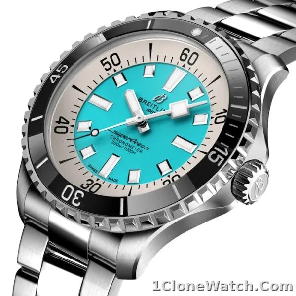 Breitling Superocean Men Automatic Turquoise Stainless Steel Watch A17376211L2A1 - detail