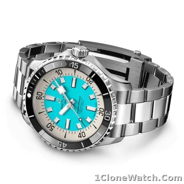 Breitling Superocean Men Automatic Turquoise Stainless Steel Watch A17376211L2A1 - detail