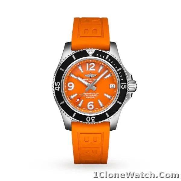 Breitling Superocean Women Automatic Orange Rubber Watch A17316D71O1S1