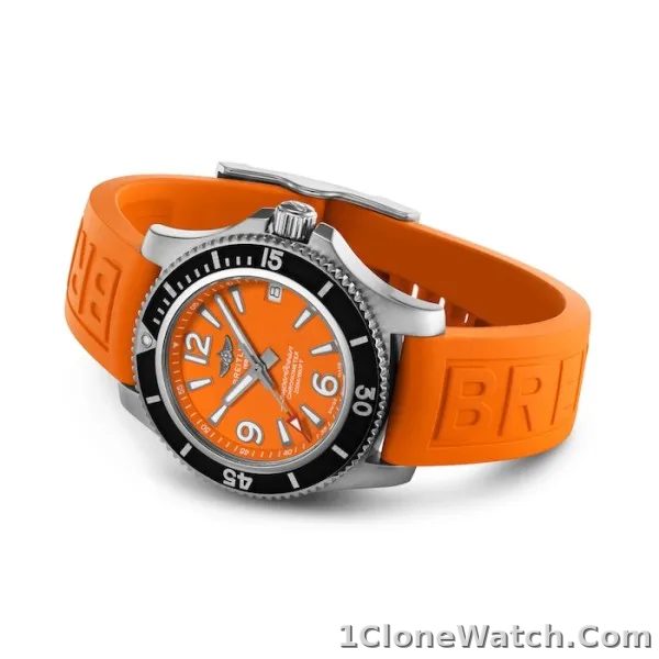 Breitling Superocean Women Automatic Orange Rubber Watch A17316D71O1S1 - detail