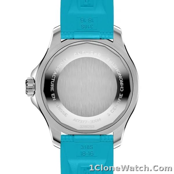 Breitling Superocean Unisex Automatic Turquoise Rubber Watch A17377211C1S1 - detail