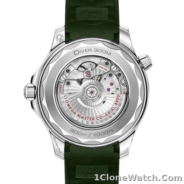 Omega Seamaster Men Automatic Green Rubber Watch O21032422010001 - detail