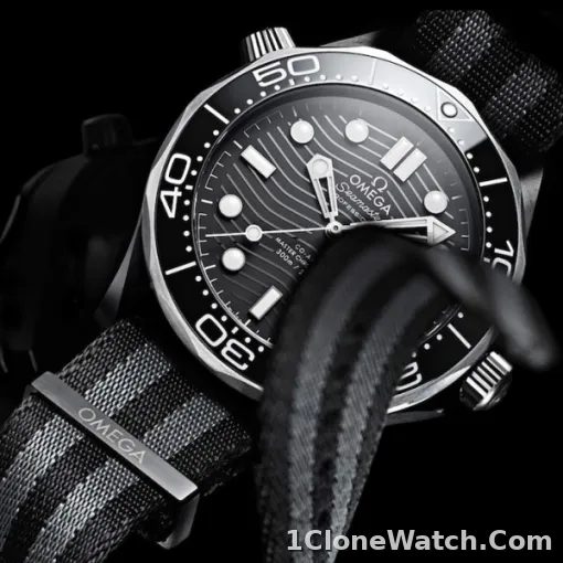 Omega Seamaster Men Automatic Black Fabric 007 Watch O21092442001002 - detail