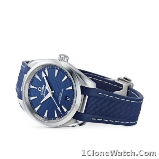 Omega Seamaster Aqua Terra Men Automatic Blue Rubber Watch O22012382003001 - detail