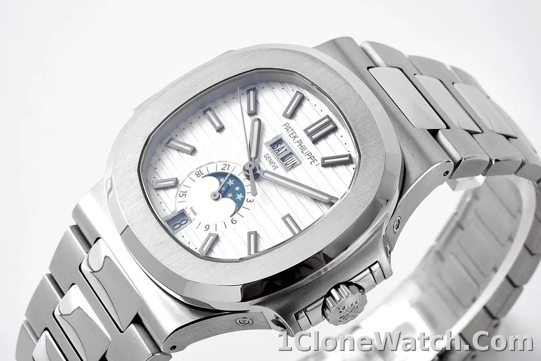 Patek Philippe Nautilus Silver Annual Calendar - detail