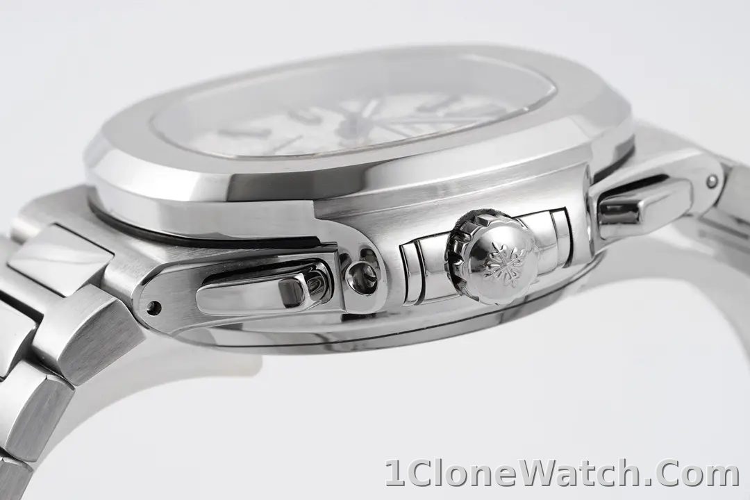 Patek Philippe Silver Nautilus Chronograph Watch - detail
