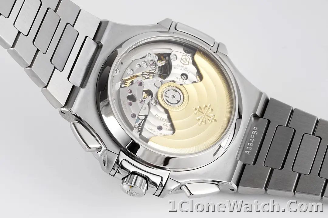 Patek Philippe Silver Nautilus Chronograph Watch - detail