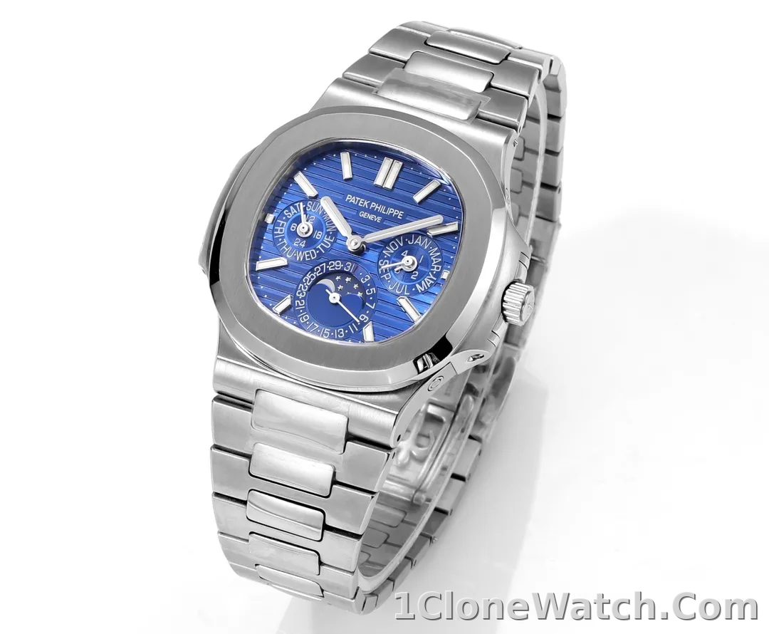Patek Philippe Blue Nautilus Perpetual Calendar - detail