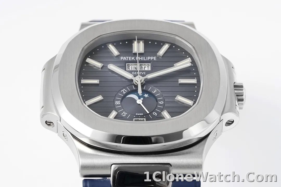 Patek Philippe Blue Nautilus Rubber Strap Watch - detail