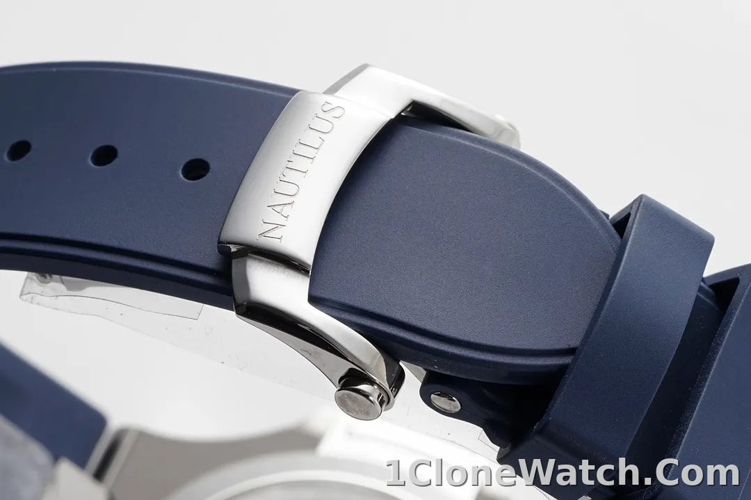 Patek Philippe Blue Nautilus Rubber Strap Watch - detail