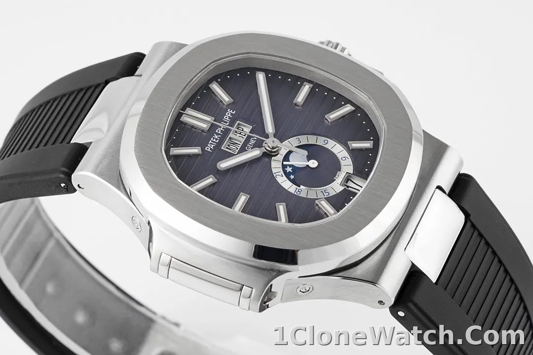 Patek Philippe Nautilus Blue Rubber Strap Watch - detail