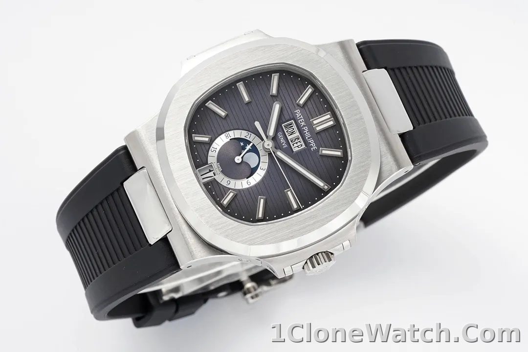 Patek Philippe Nautilus Blue Rubber Strap Watch - detail