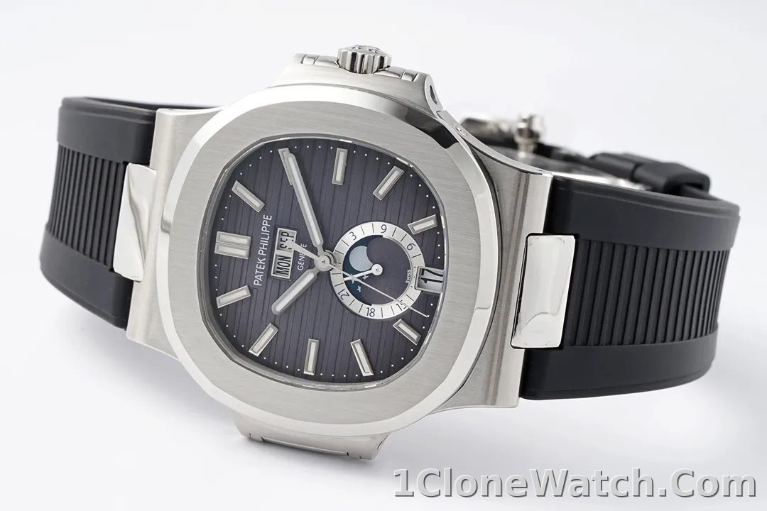 Patek Philippe Nautilus Blue Rubber Strap Watch - detail