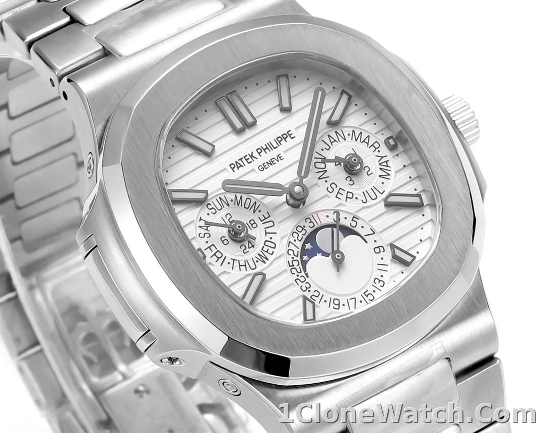 Patek Philippe Silver Nautilus Watch - detail