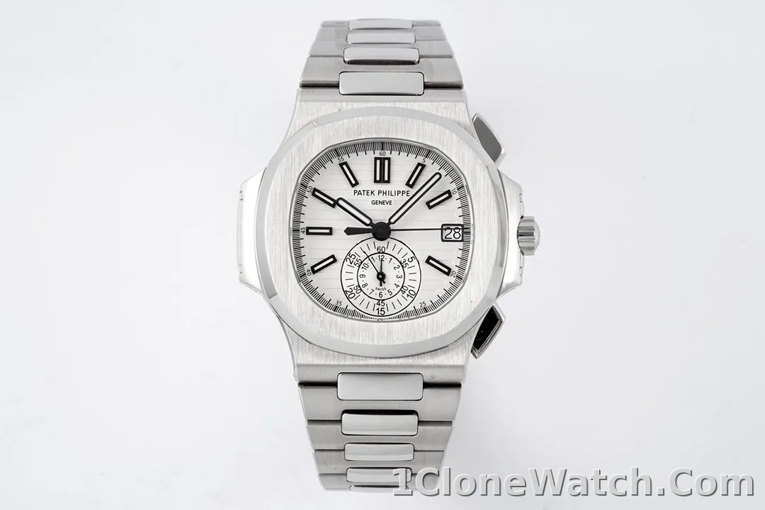 Patek Philippe Silver Nautilus Chronograph Watch