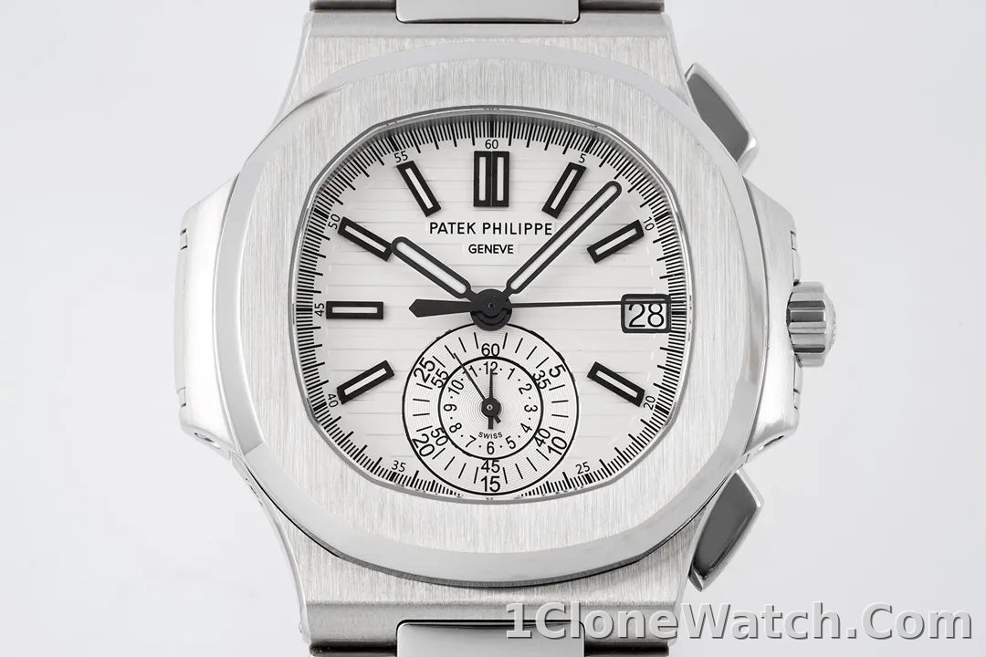 Patek Philippe Silver Nautilus Chronograph Watch - detail