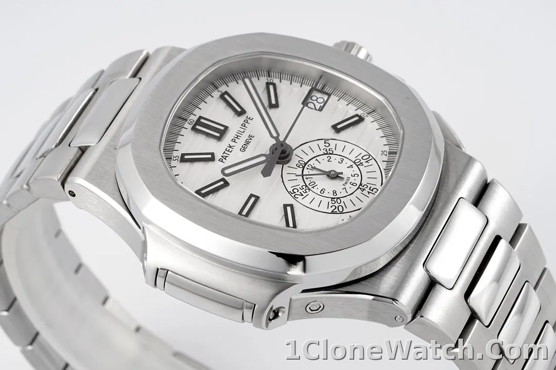 Patek Philippe Silver Nautilus Chronograph Watch - detail