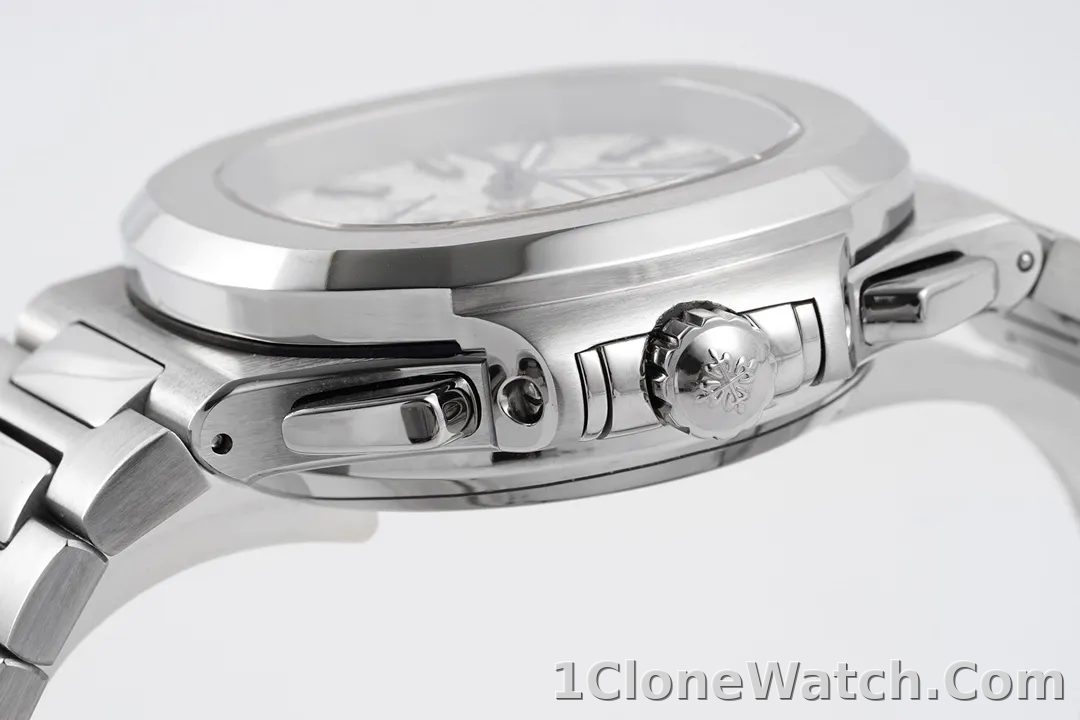Patek Philippe Silver Nautilus Chronograph Watch - detail
