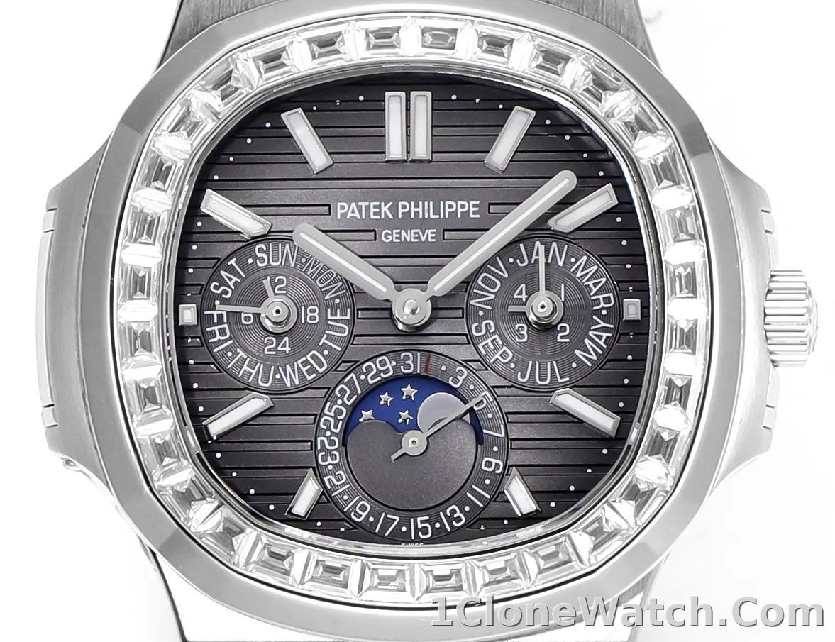 Patek Philippe Nautilus Grey Complication Watch - detail