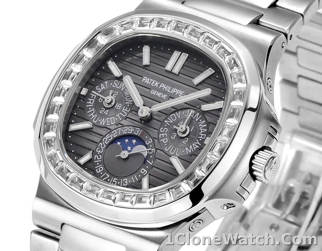 Patek Philippe Nautilus Grey Complication Watch - detail