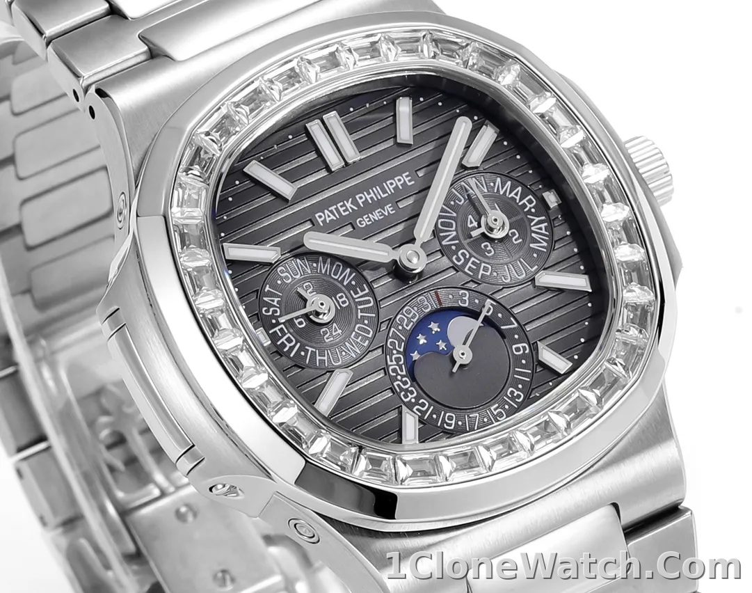 Patek Philippe Nautilus Grey Complication Watch - detail