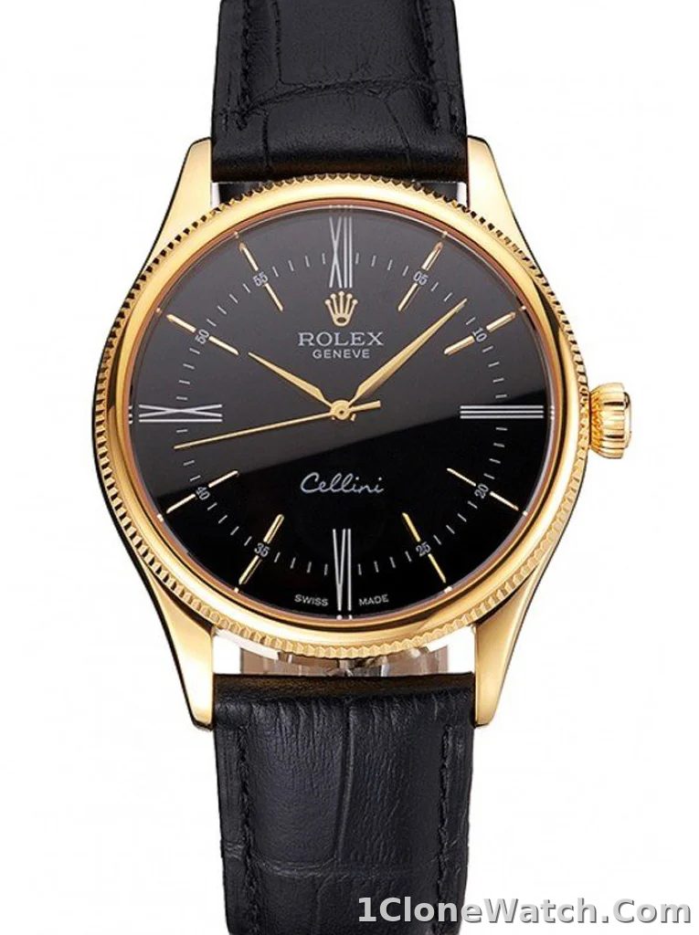 Superclone Rolex Cellini 38mm Black Dial REP016814