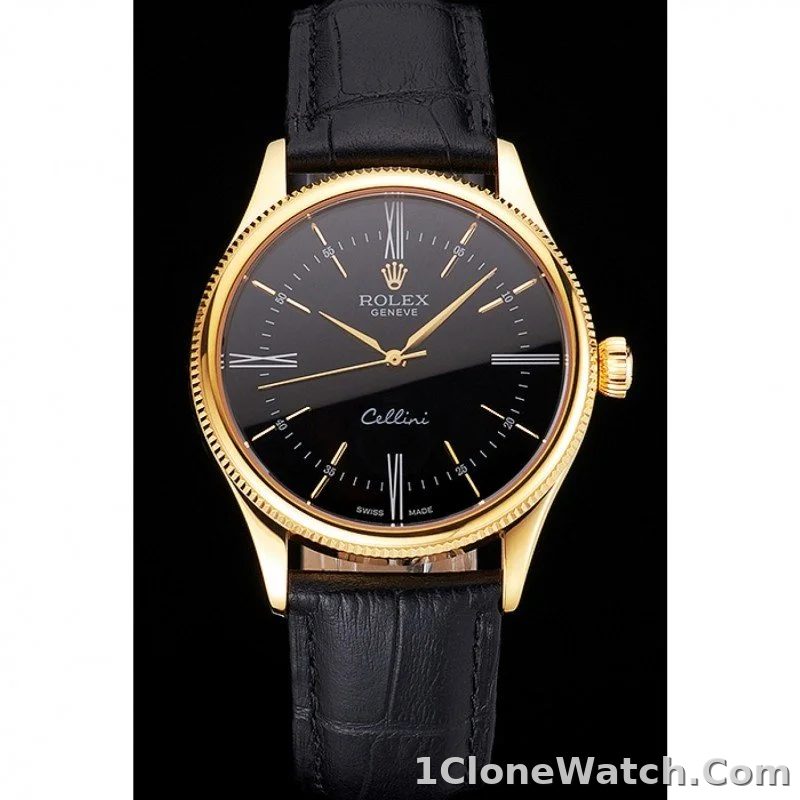 Superclone Rolex Cellini 38mm Black Dial REP016814 - detail