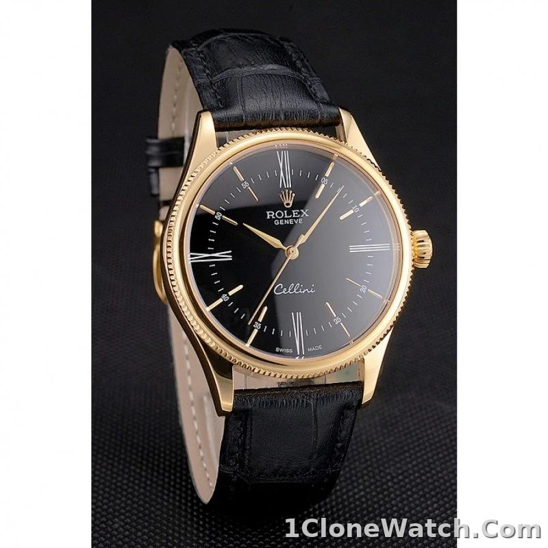 Superclone Rolex Cellini 38mm Black Dial REP016814 - detail