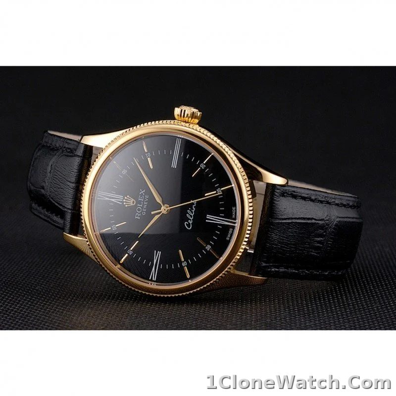 Superclone Rolex Cellini 38mm Black Dial REP016814 - detail