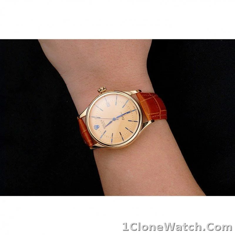 Superclone Rolex Cellini 38mm Gold Dial REP016797 - detail