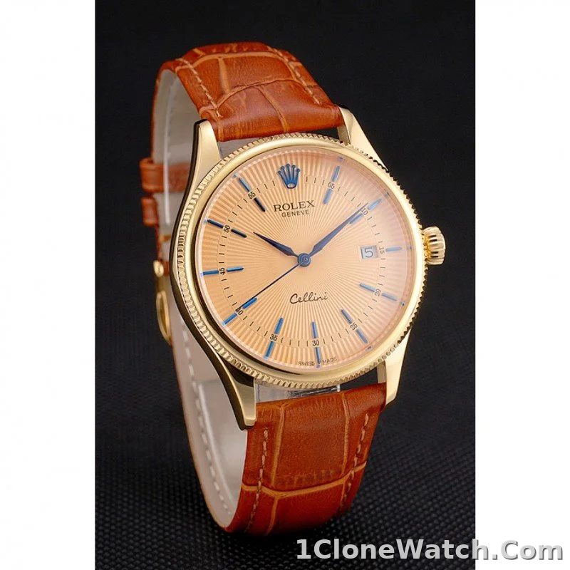Superclone Rolex Cellini 38mm Gold Dial REP016797 - detail
