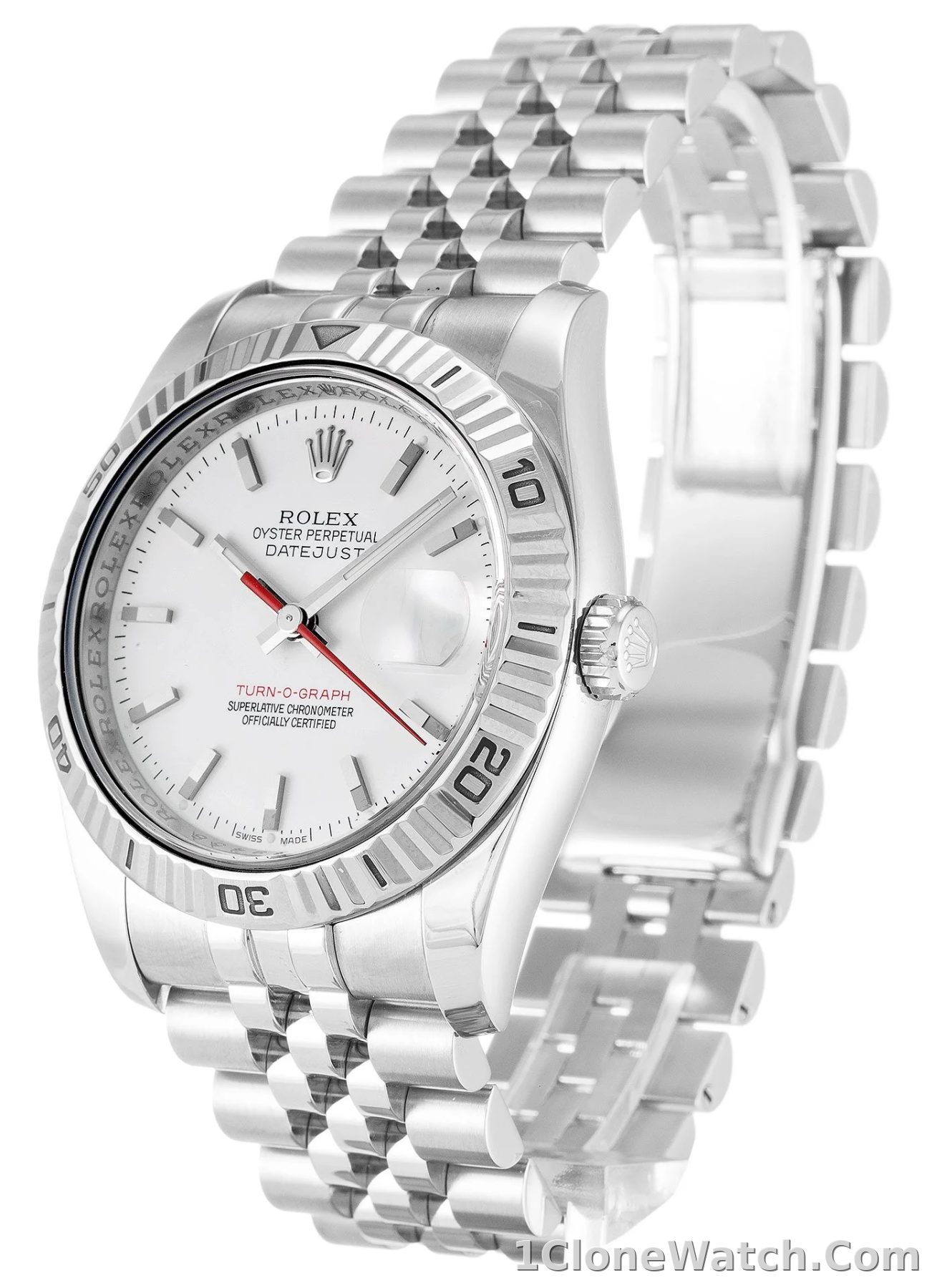 Rolex Datejust Turn-O-Graph 36mm White Dial 116264-2 - detail