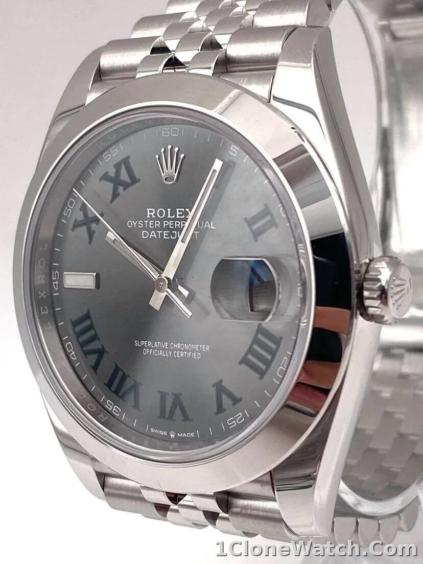 Superclone Rolex Datejust 41mm Rhodium Dial 126300  Wimbledon  Jubilee - detail