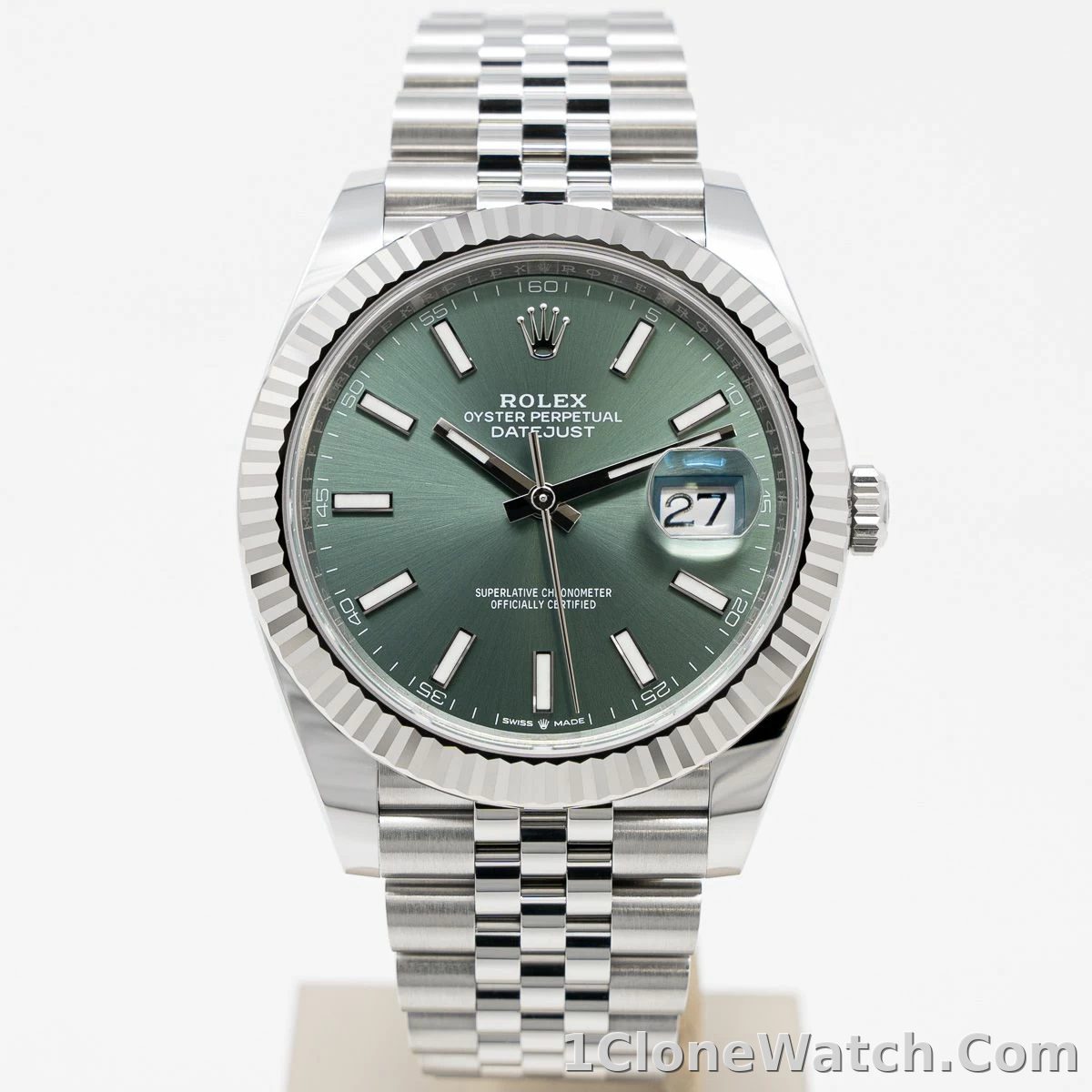 Rolex Datejust 41mm Green Dial 126334 Jubilee - detail