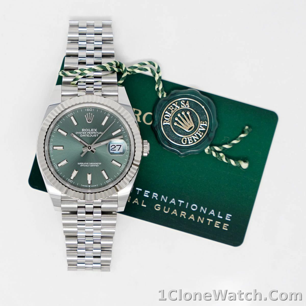 Rolex Datejust 41mm Green Dial 126334 Jubilee - detail