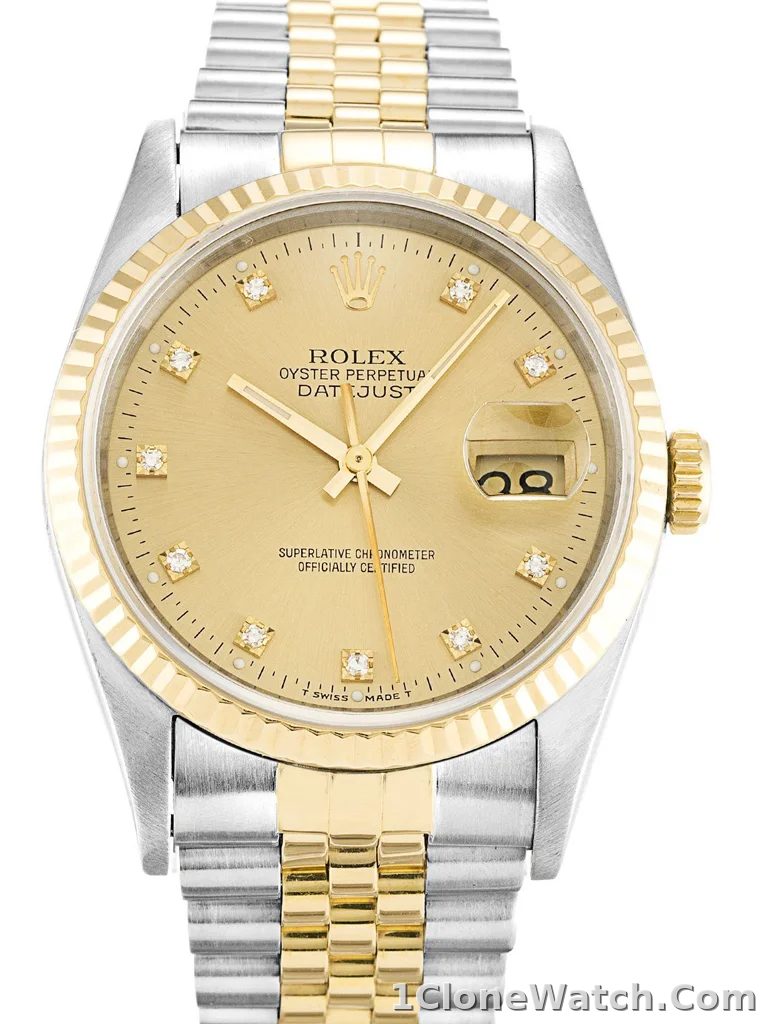 Rolex Datejust 36mm Champagne Diamonds Dial 16233