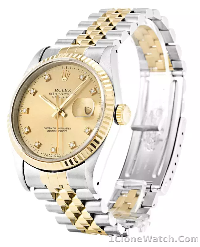 Rolex Datejust 36mm Champagne Diamonds Dial 16233 - detail