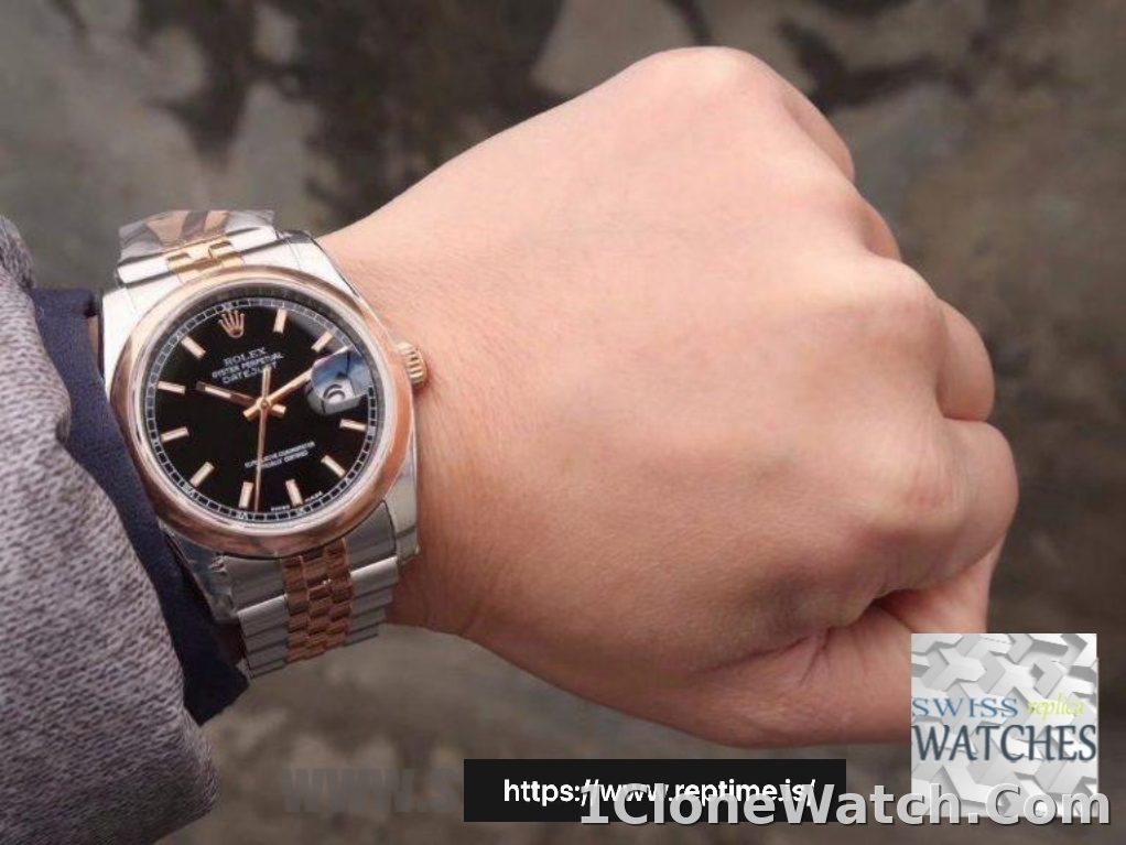 ROLEX DATEJUST BLACK DIAL STAINLESS STEEL 36MM SWISS REPLICA 126201.1 - detail