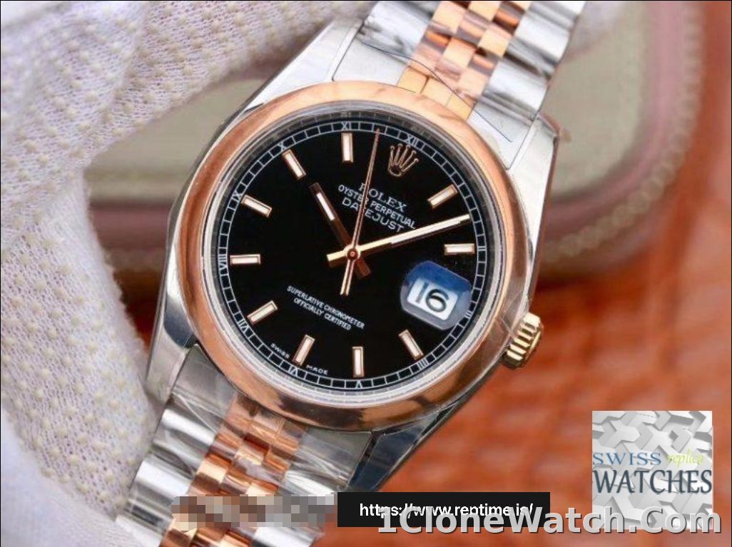 ROLEX DATEJUST BLACK DIAL STAINLESS STEEL 36MM SWISS REPLICA 126201.1 - detail