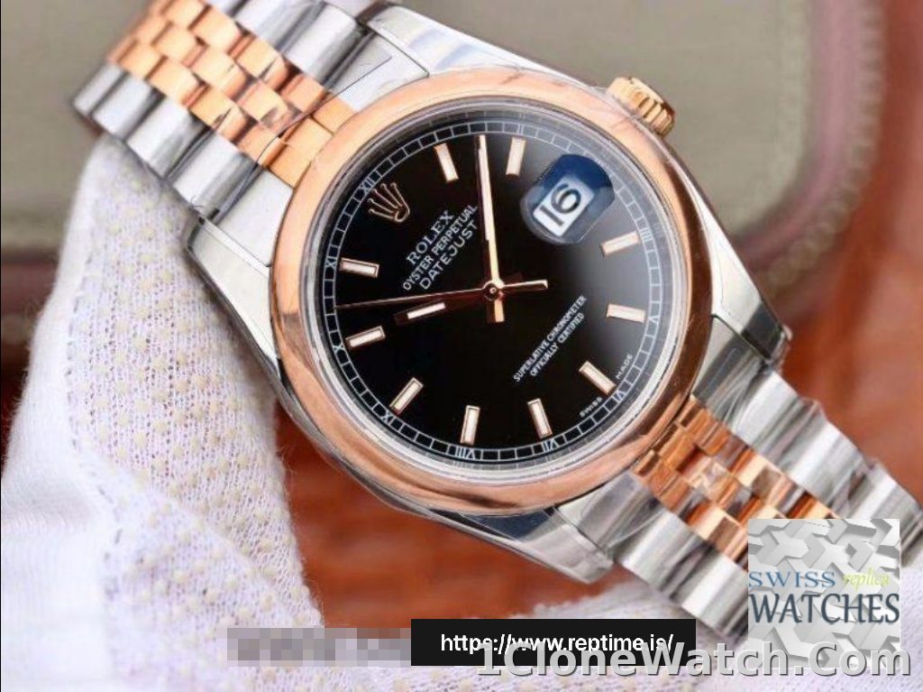 ROLEX DATEJUST BLACK DIAL STAINLESS STEEL 36MM SWISS REPLICA 126201.1 - detail