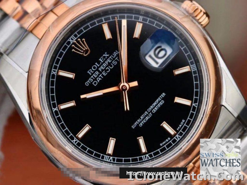 ROLEX DATEJUST BLACK DIAL STAINLESS STEEL 36MM SWISS REPLICA 126201.1 - detail