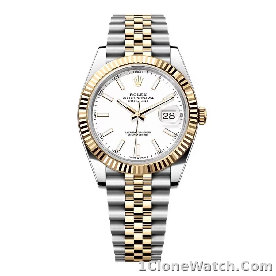 ROLEX DATEJUST SILVER DIAL SAPPHIRE CRYSTAL 41MM SWISS REPLICA m126333.0004