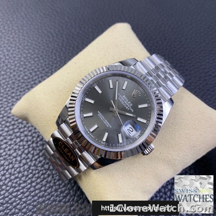 ROLEX DATEJUST GRAY DIAL STAINLESS STEEL 41MM SWISS REPLICA m126334.0024 - detail